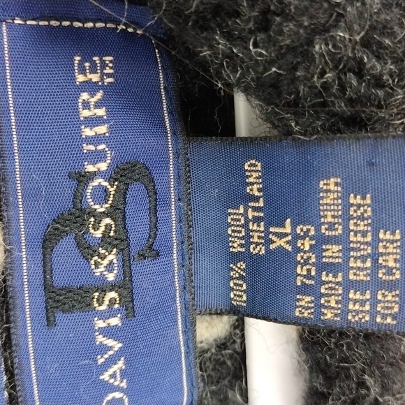 Davis & Squire Hand Knit Shetland Wool Black Crew Neck Cable Knit Sweater - Picture 6 of 11